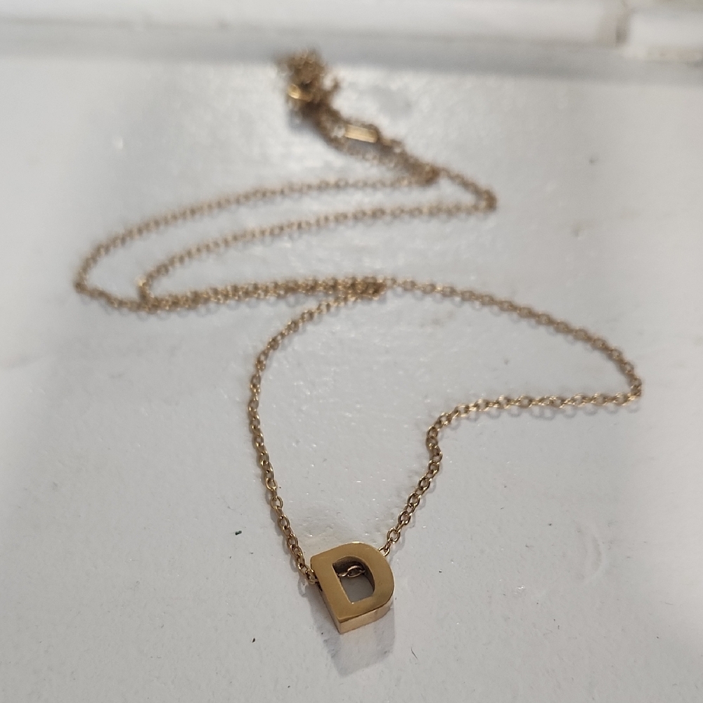 Gold "D" Initial Necklace